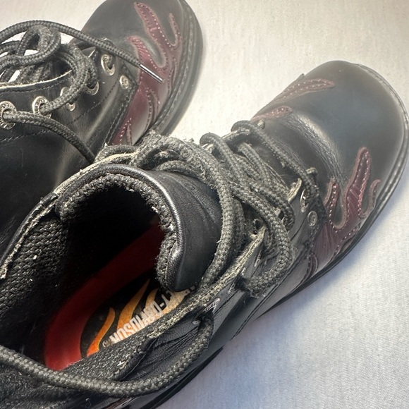 Vintage Harley Davidson Women’s 7.5 Lace Up Moto Boots Color Changing Flames - Picture 10 of 14